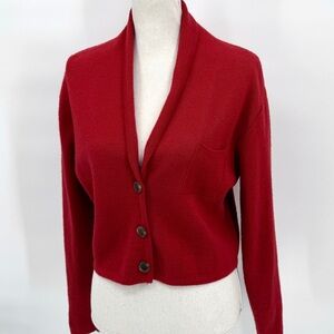 90s VTG LC Wool Victorian Tortoiseshell Front Button Cropped Cardigan